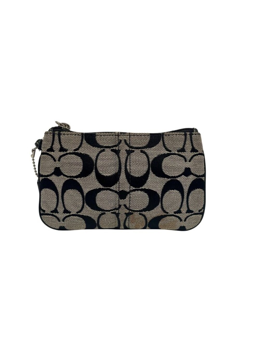 Coach Black and Grey Signature Canvas Wristlet